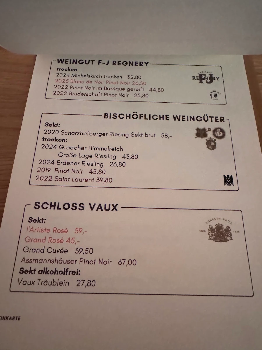 Speisekarte, Basil Weinbar & Café