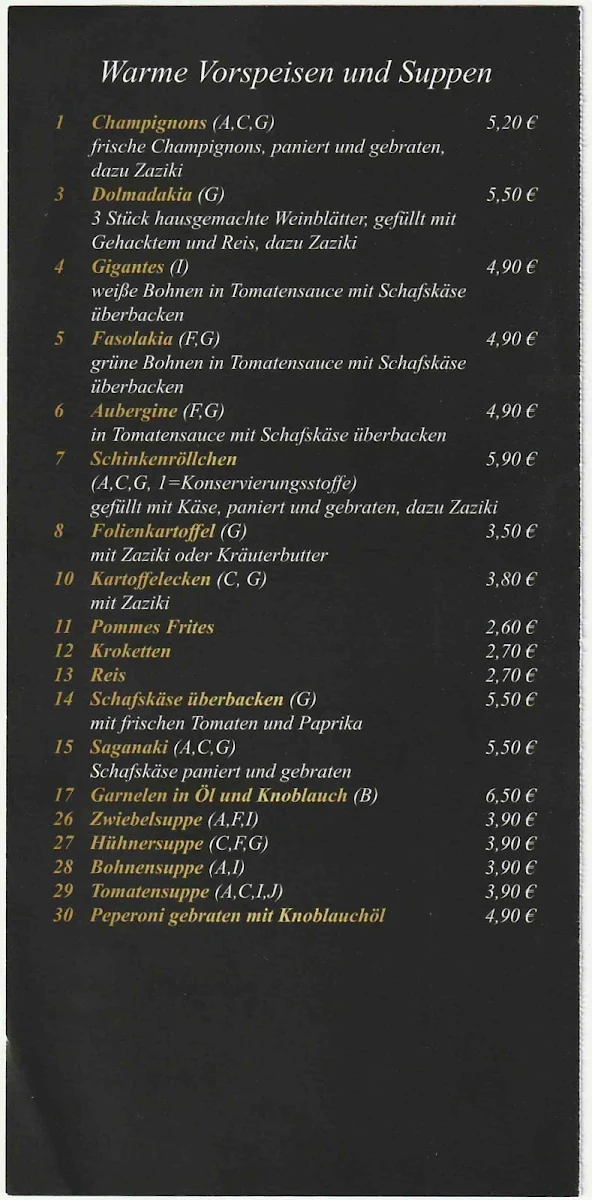 Speisekarte, Restaurant Belles