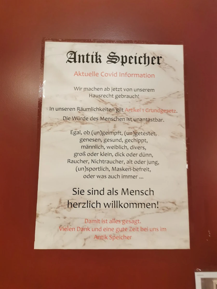 Speisekarte, Antik Café