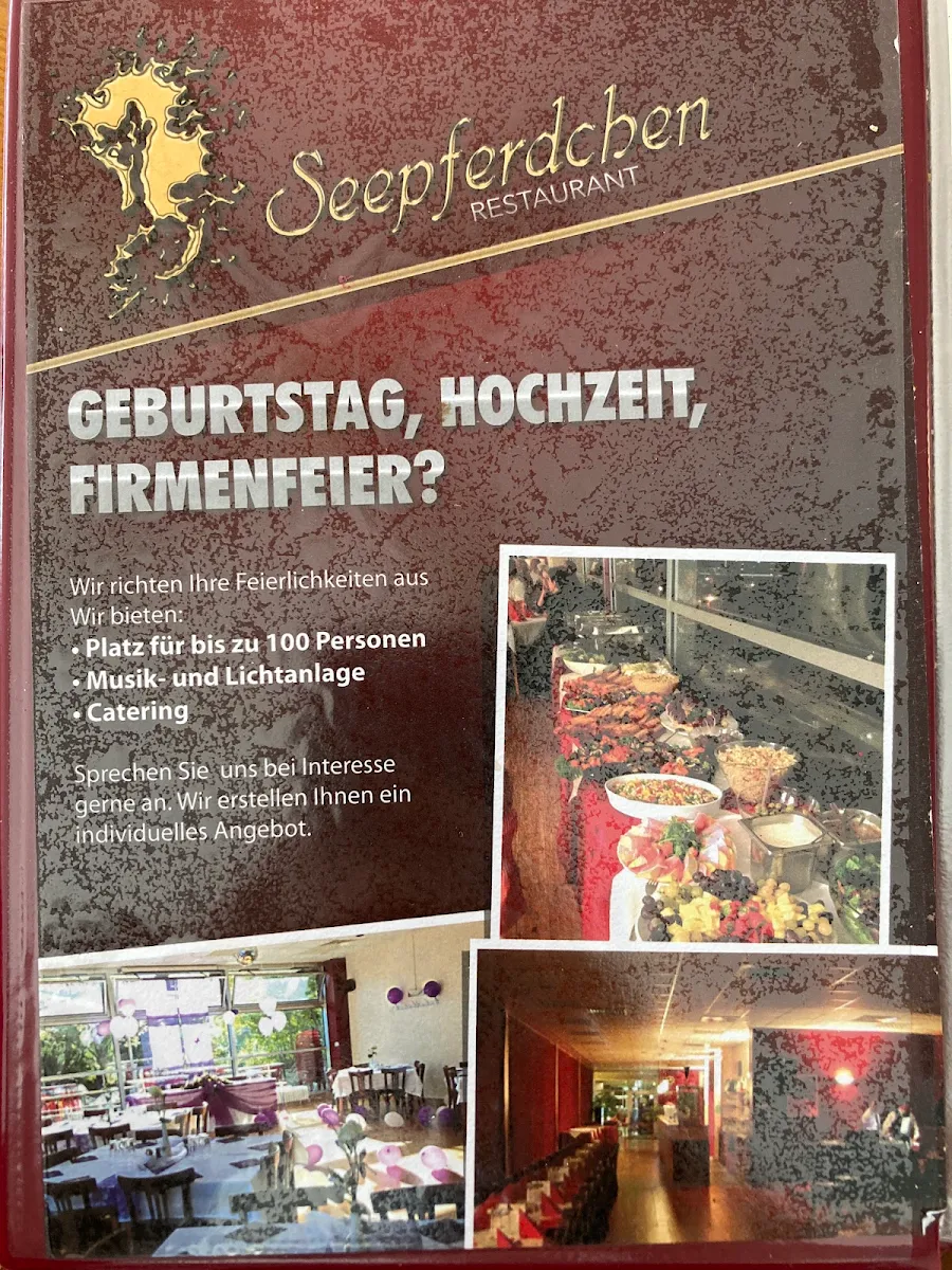 Speisekarte, Restaurant Seepferdchen