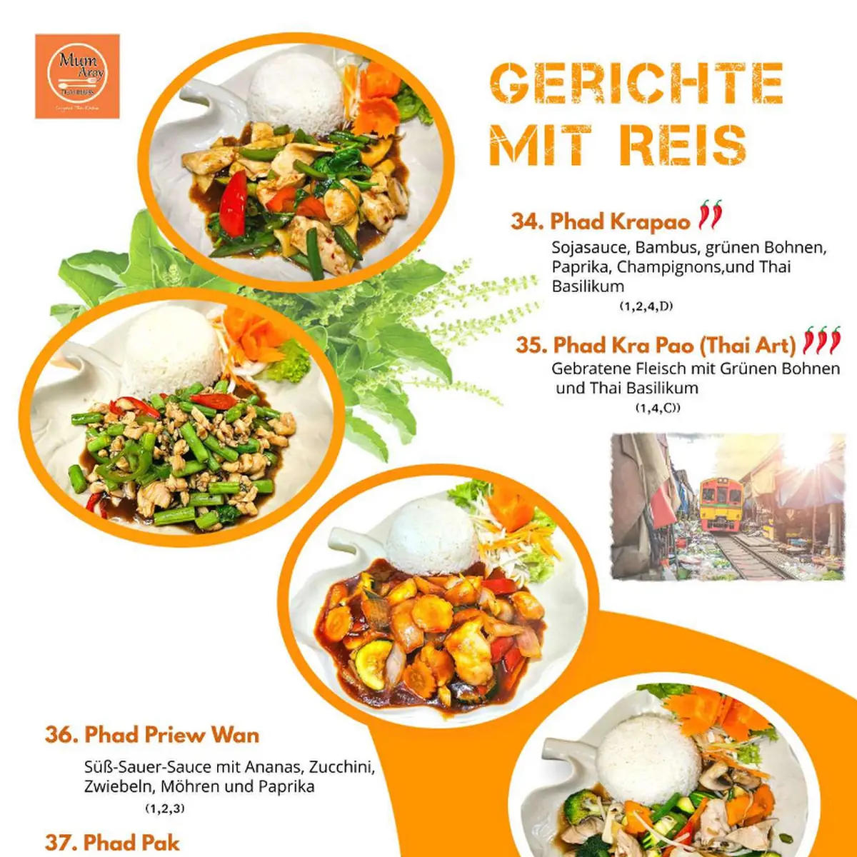 Speisekarte, Mum-Aroy Thai Imbiss