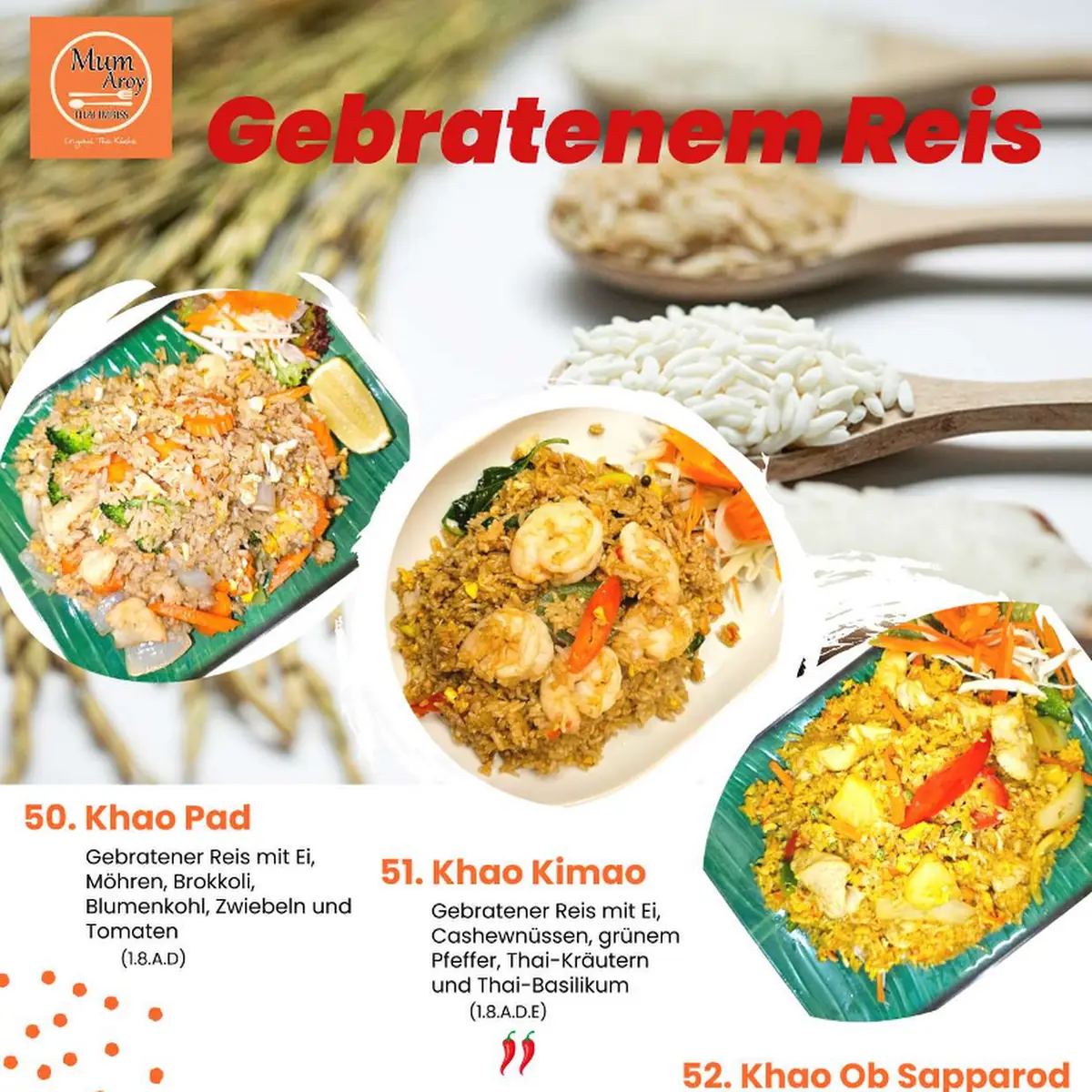Speisekarte, Mum-Aroy Thai Imbiss