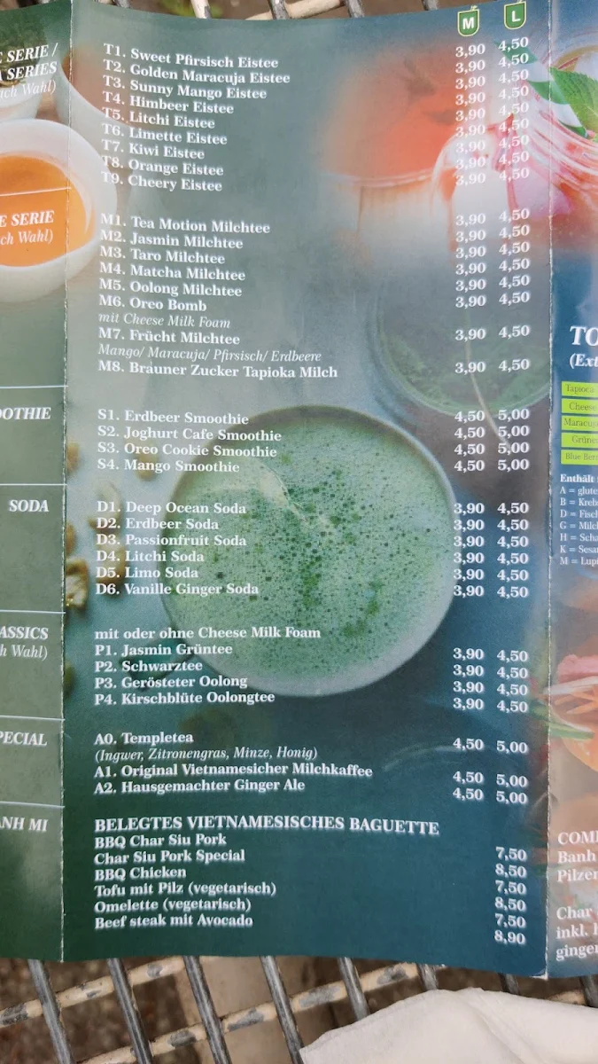 Speisekarte, Tea Motion