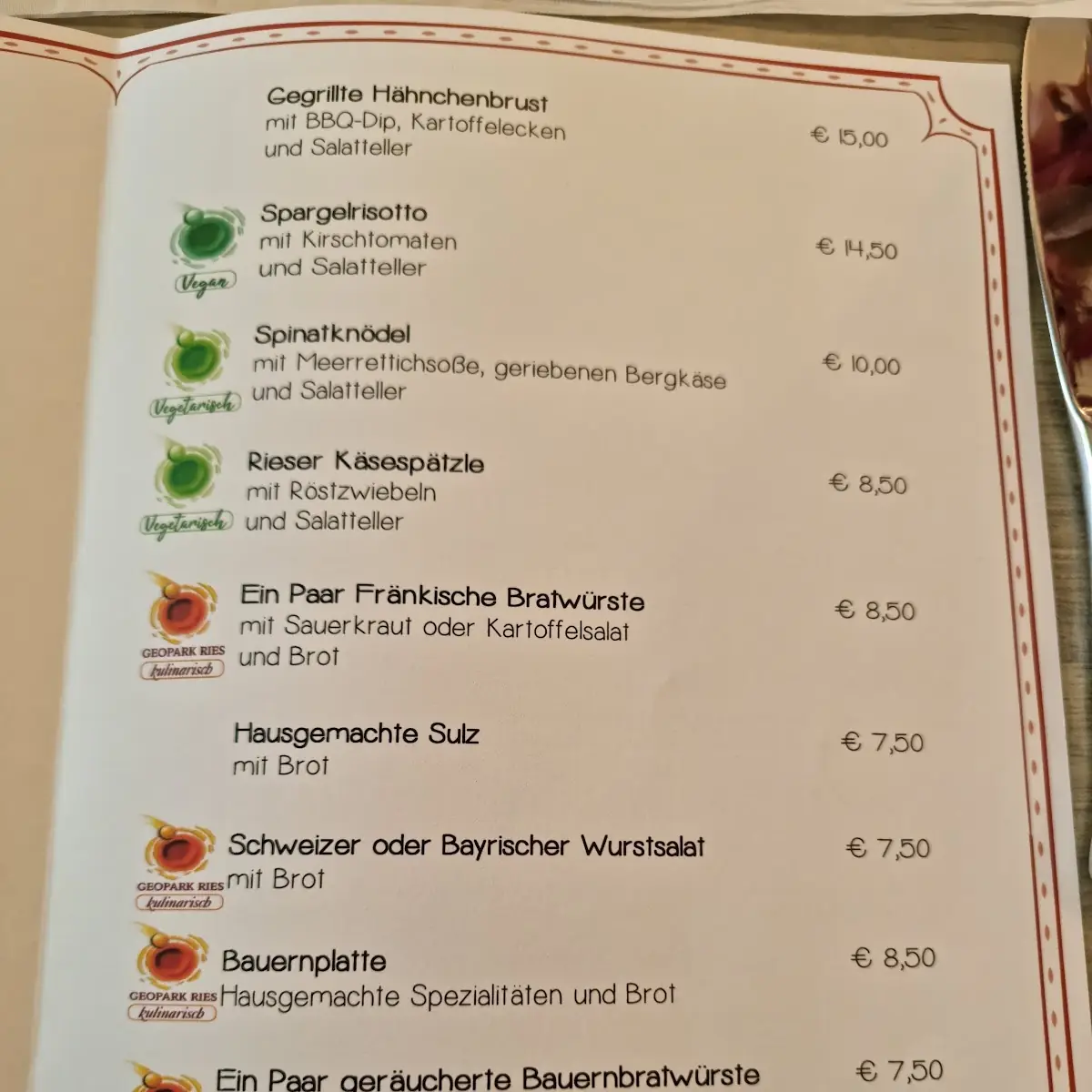 Speisekarte photo 3