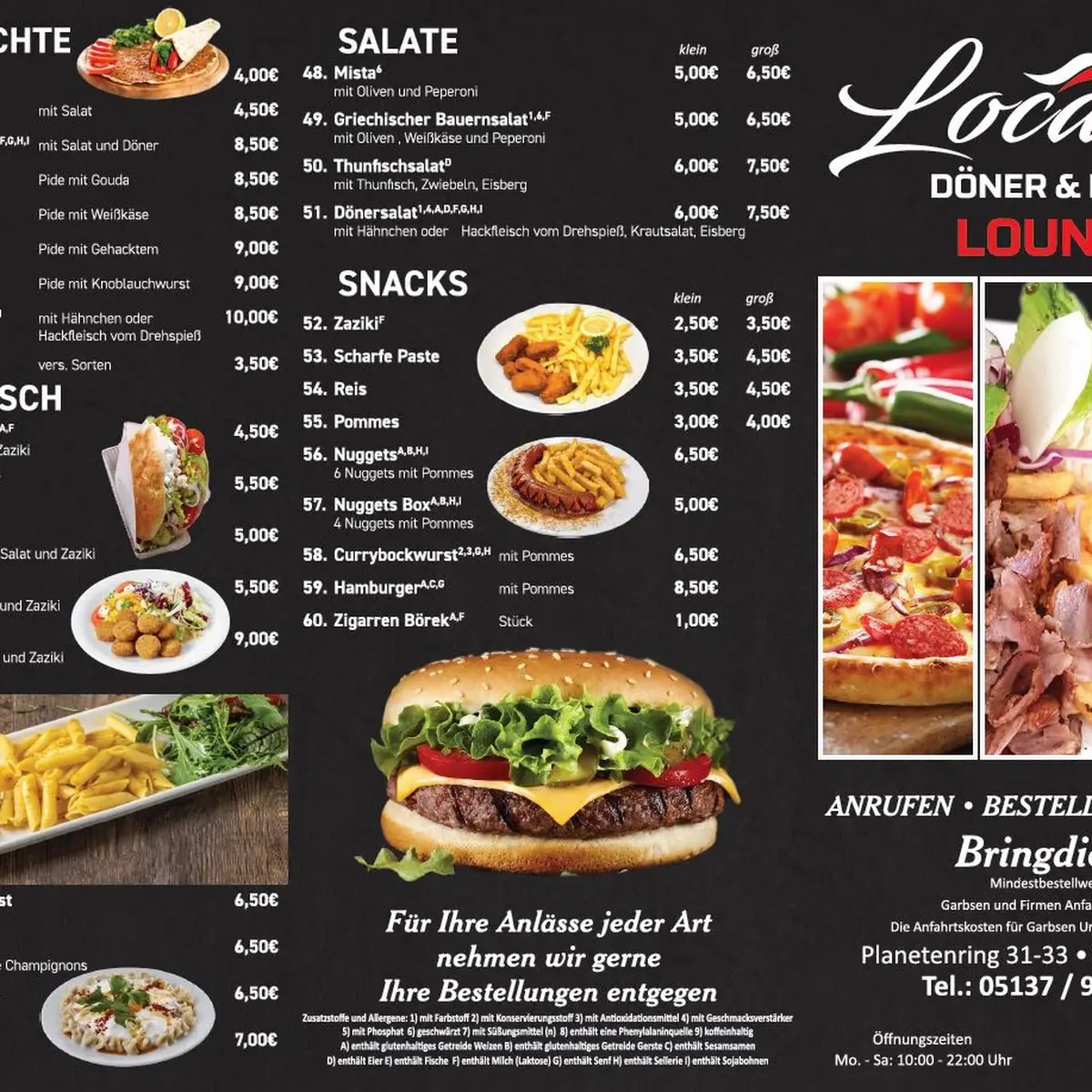 Speisekarte, Locanta Döner & Pizza Lounge