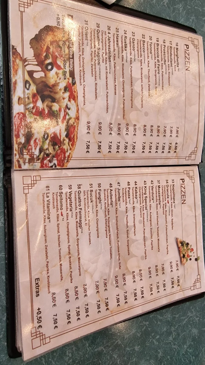 Speisekarte, King Pizzeria & Kebabhaus