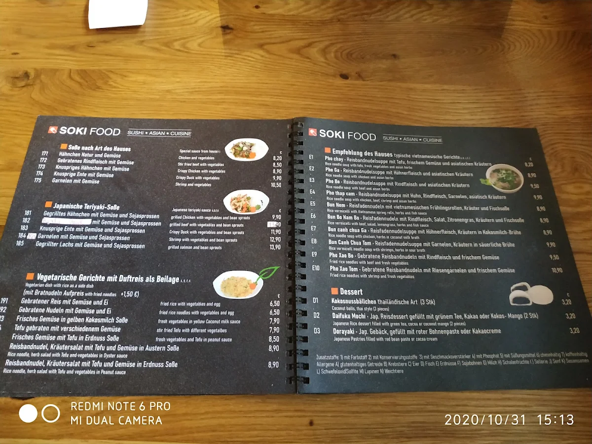 Speisekarte, SOKI FOOD