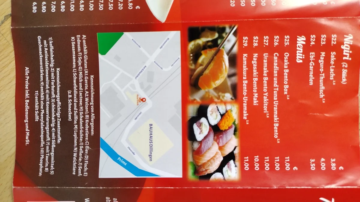 Speisekarte, Asia Glück Asia Koch & Sushi