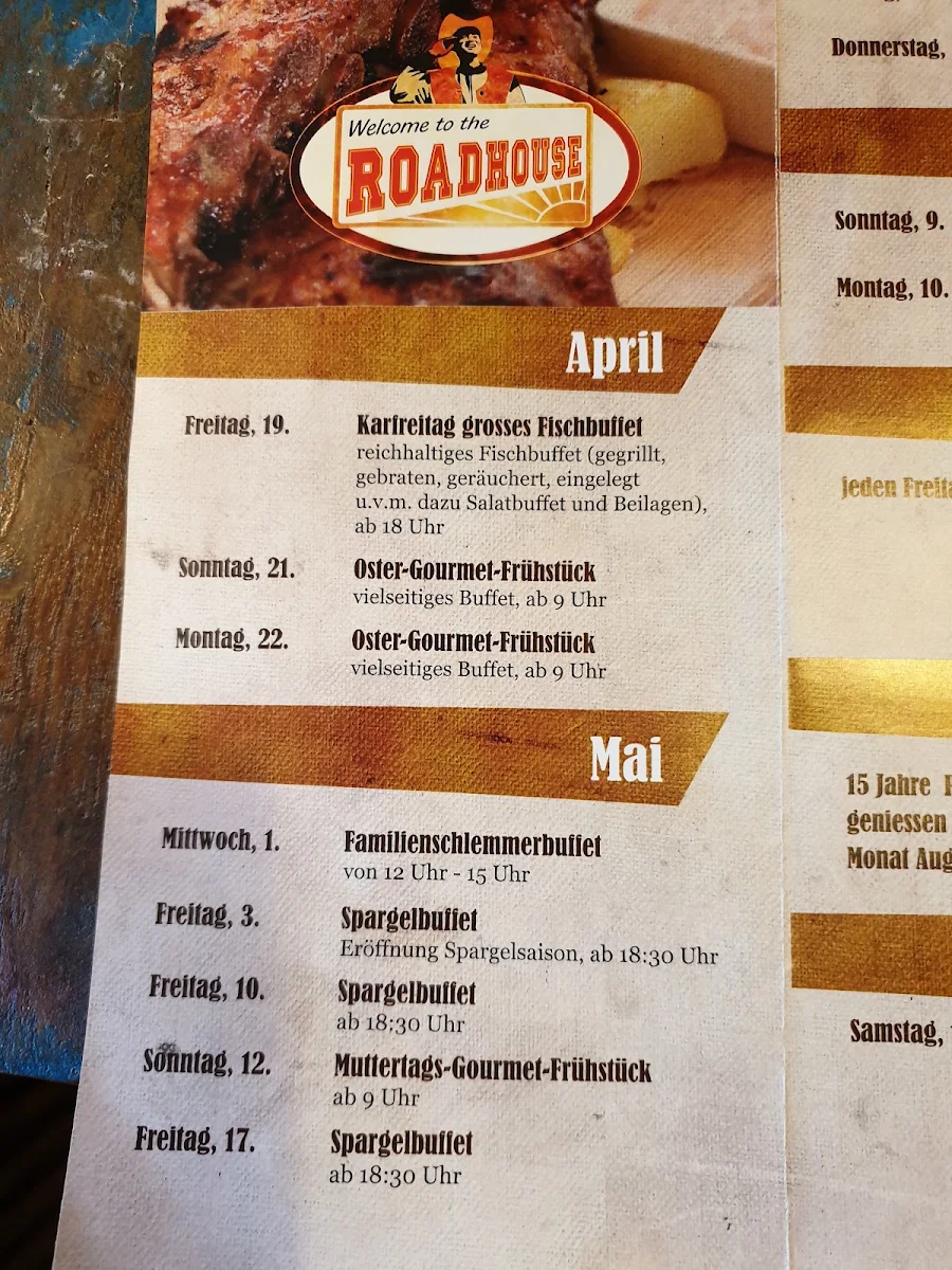 Speisekarte, Roadhouse Schneiderkrug