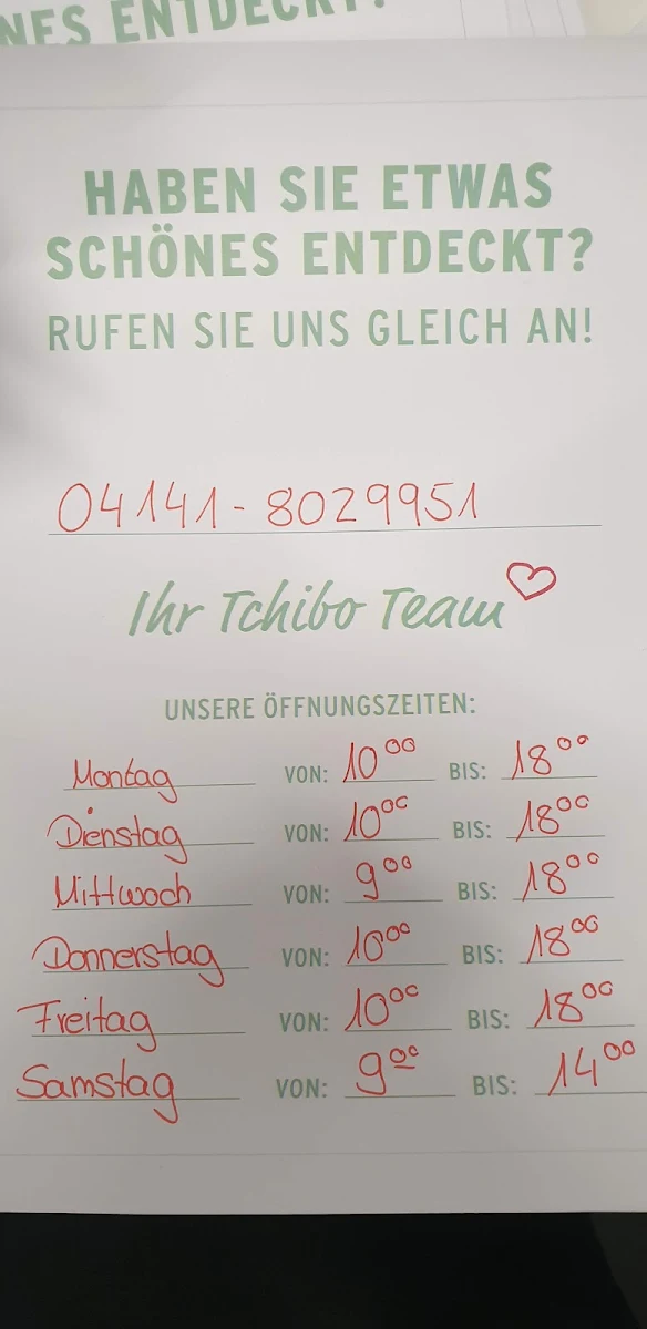 Speisekarte, Tchibo Filiale