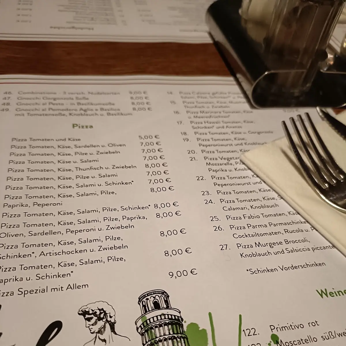 Speisekarte, Pizzeria D'Angella Antonio