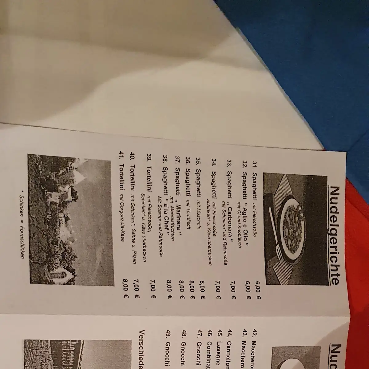 Speisekarte, Pizzeria D'Angella Antonio