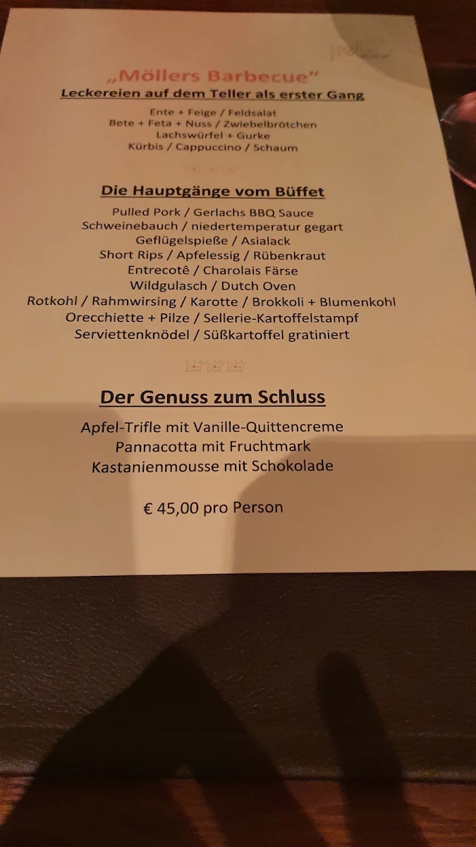 Speisekarte, Möllers Restaurant - Hotel Salischer Hof