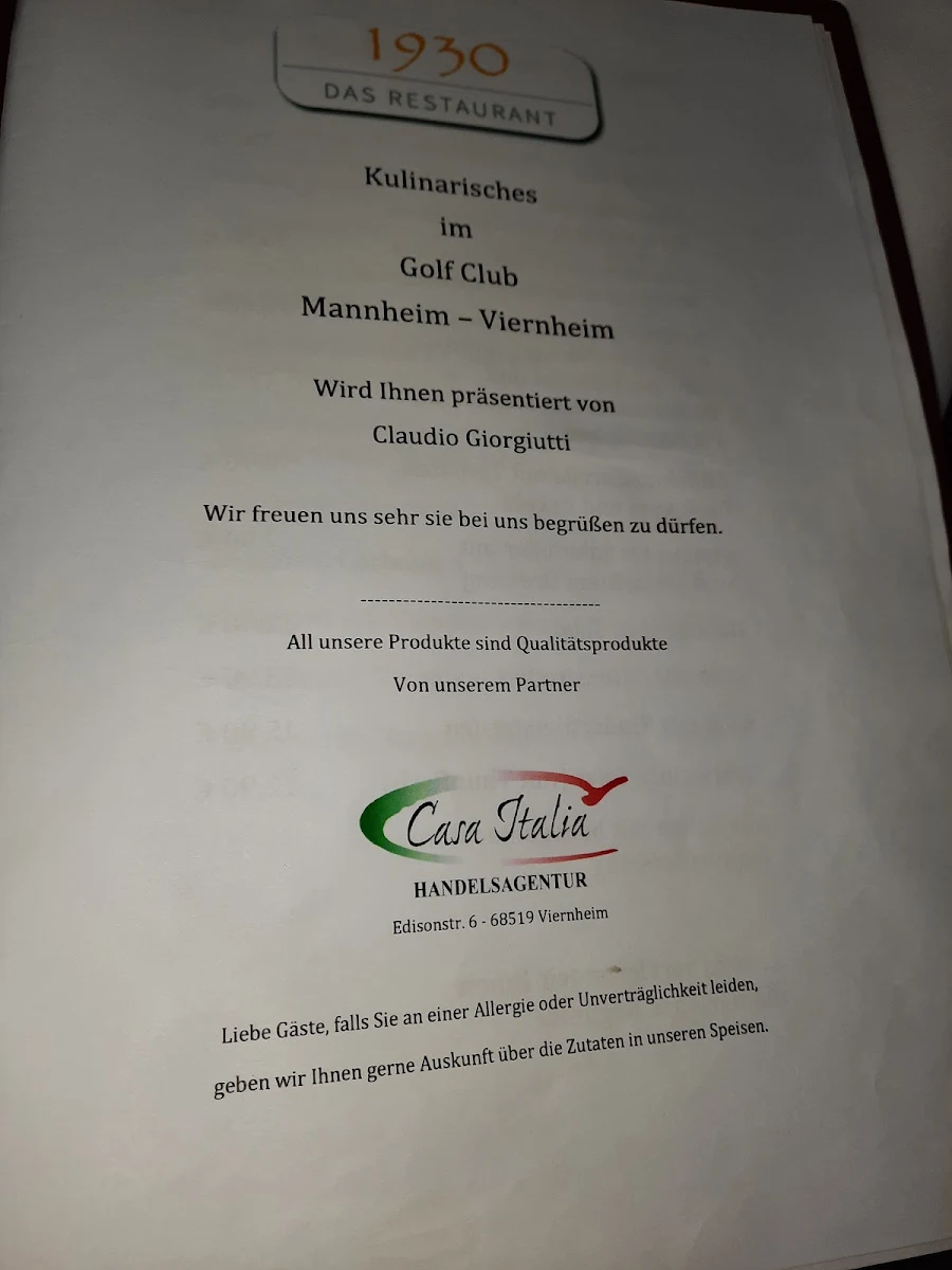Speisekarte, GCMV Restaurations GmbH