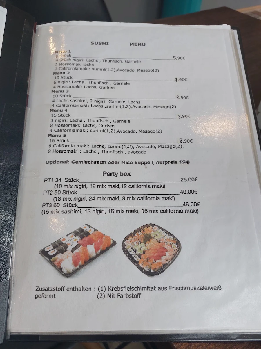 Speisekarte, Gyo sushi