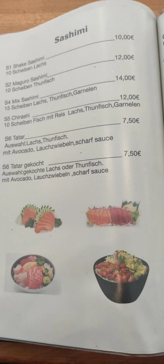 Speisekarte, Gyo sushi