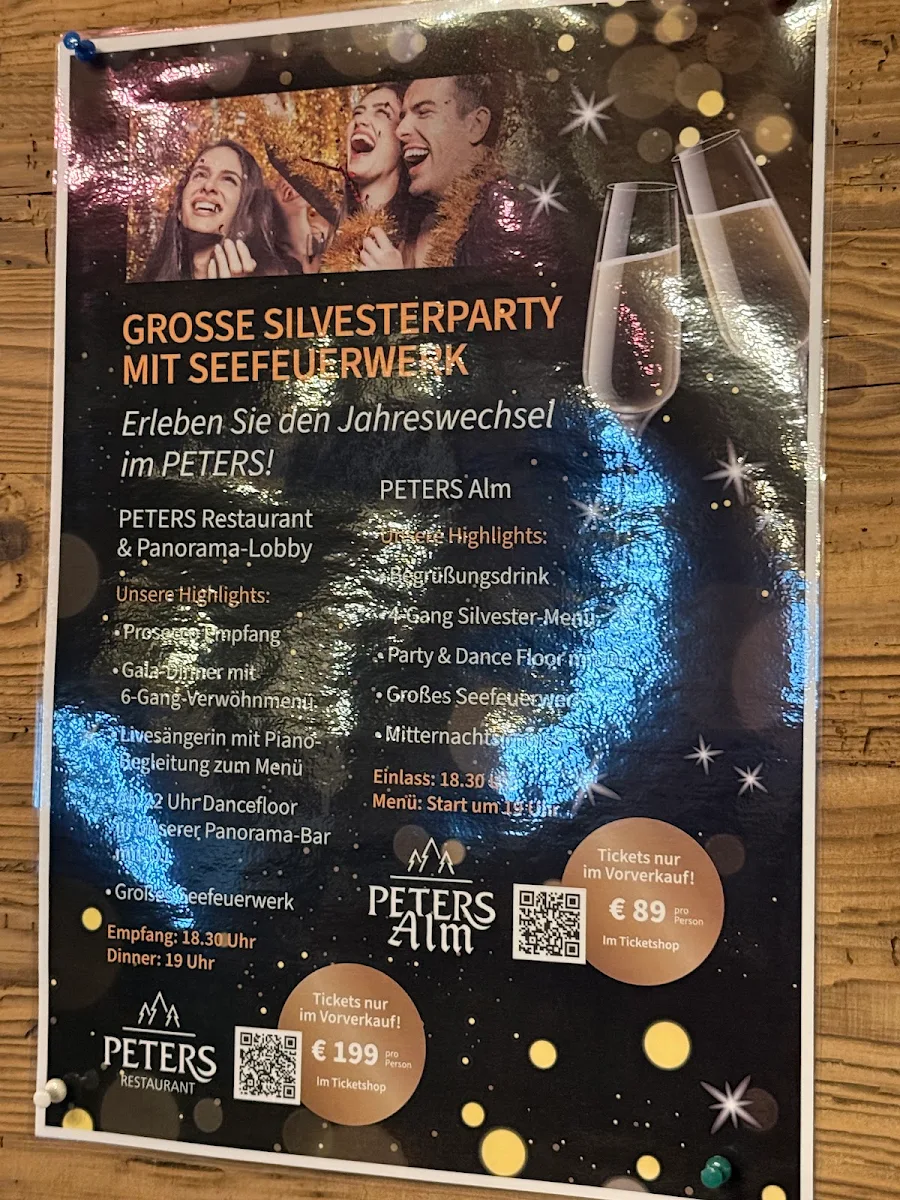 Speisekarte, PETERS Alm mit großem Biergarten
