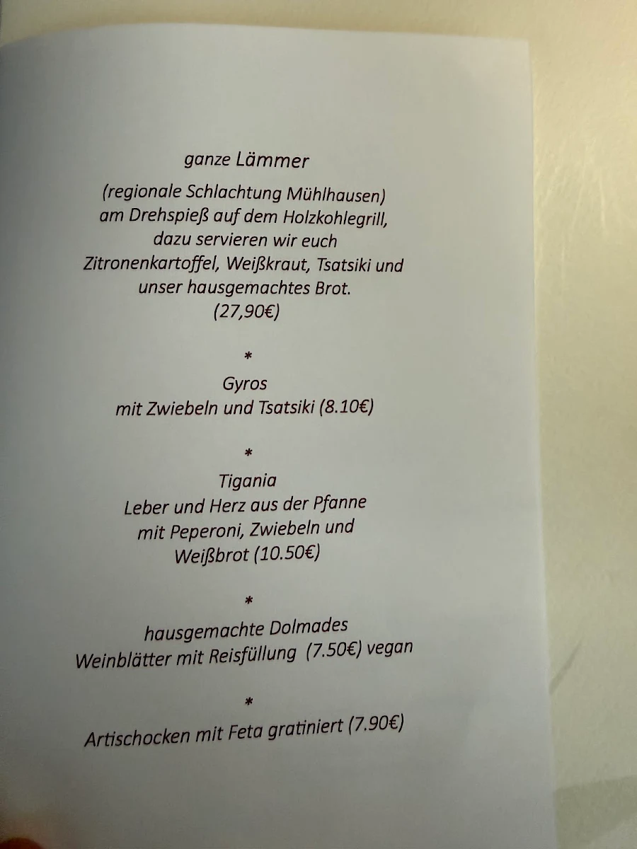 Speisekarte, Symposium Restaurant Augsburg