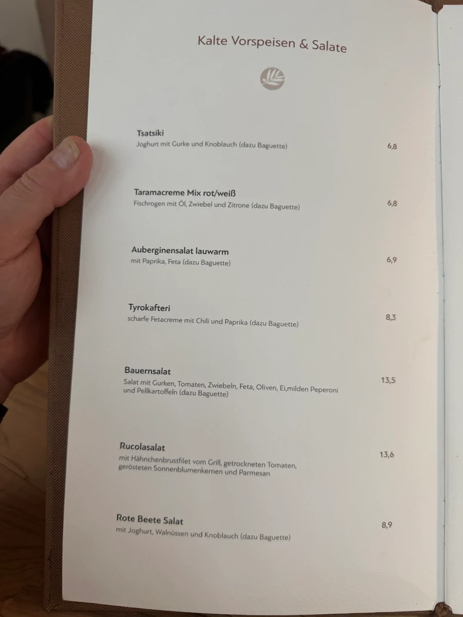 Speisekarte, Symposium Restaurant Augsburg