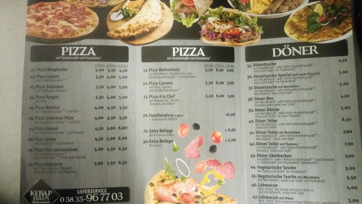 Speisekarte, Kebab Haus