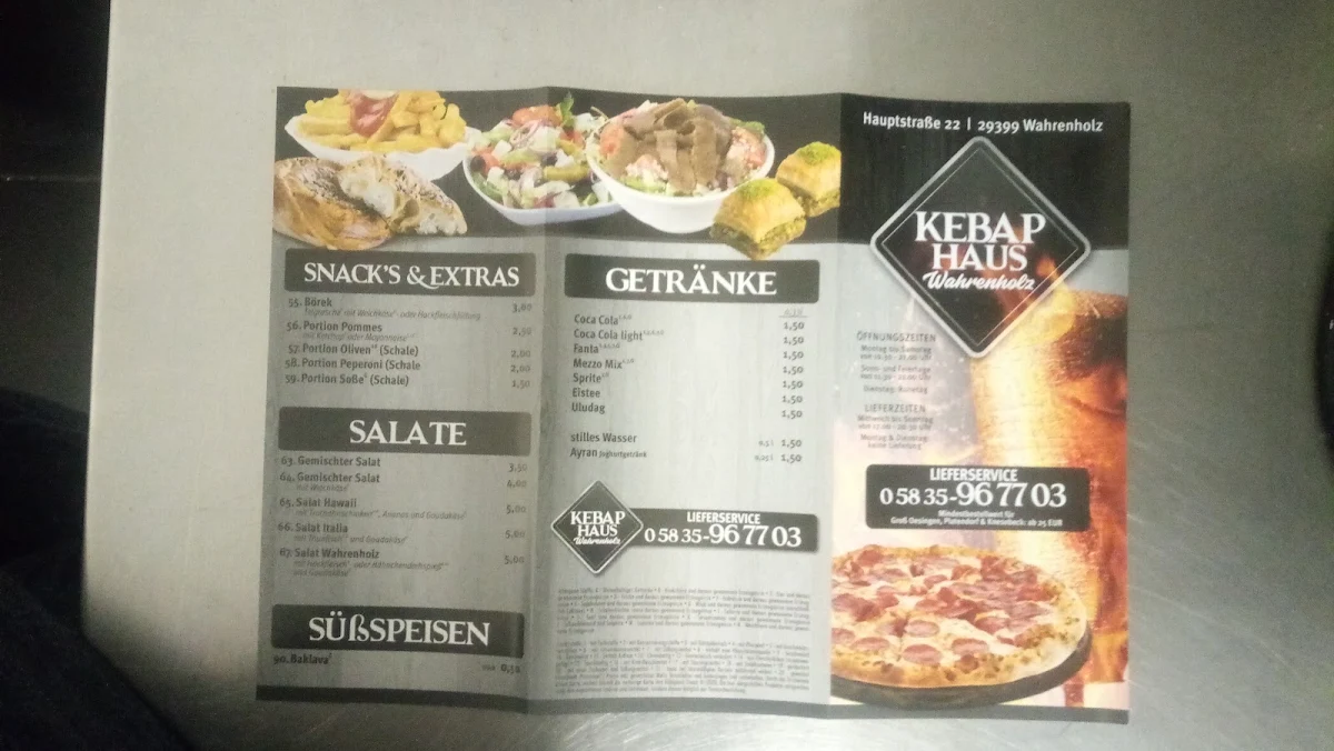 Speisekarte, Kebab Haus