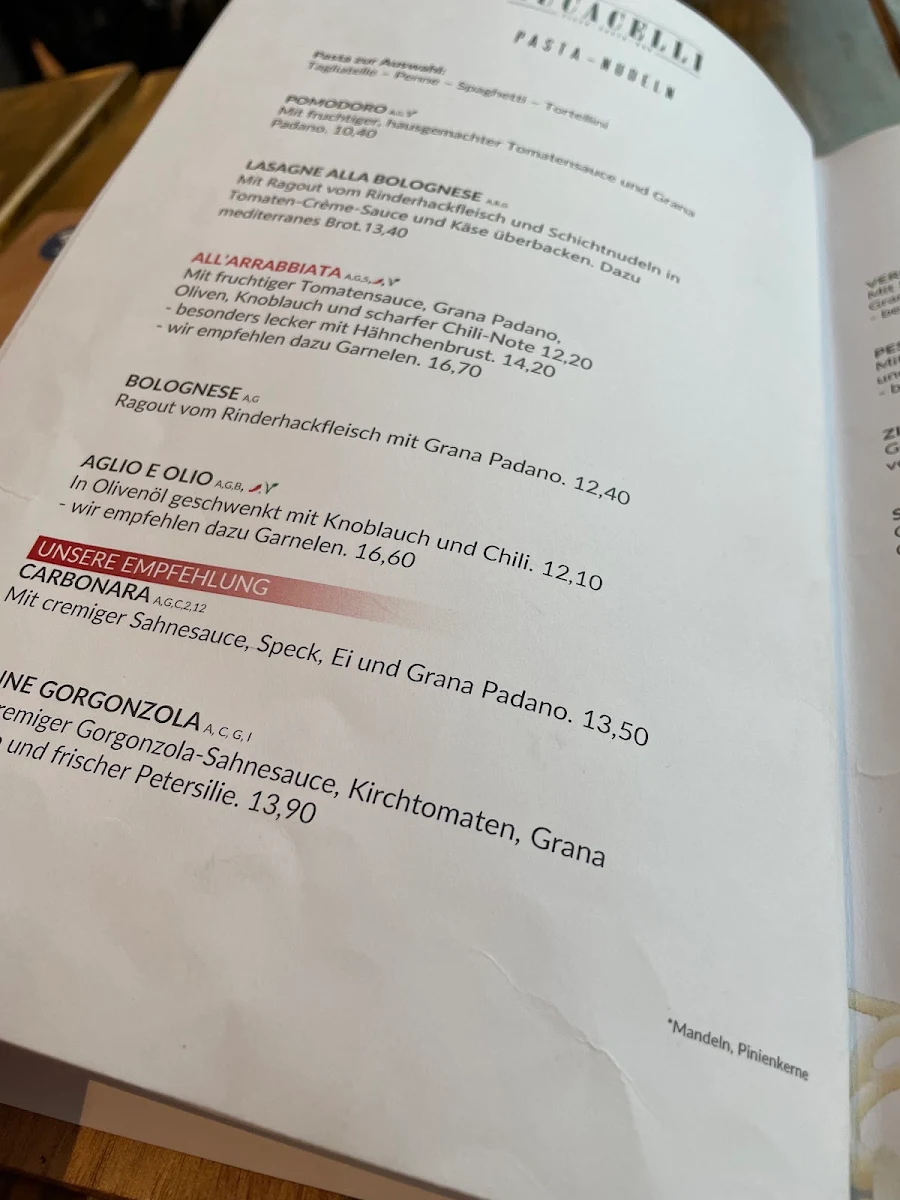 Speisekarte, Lucacelli