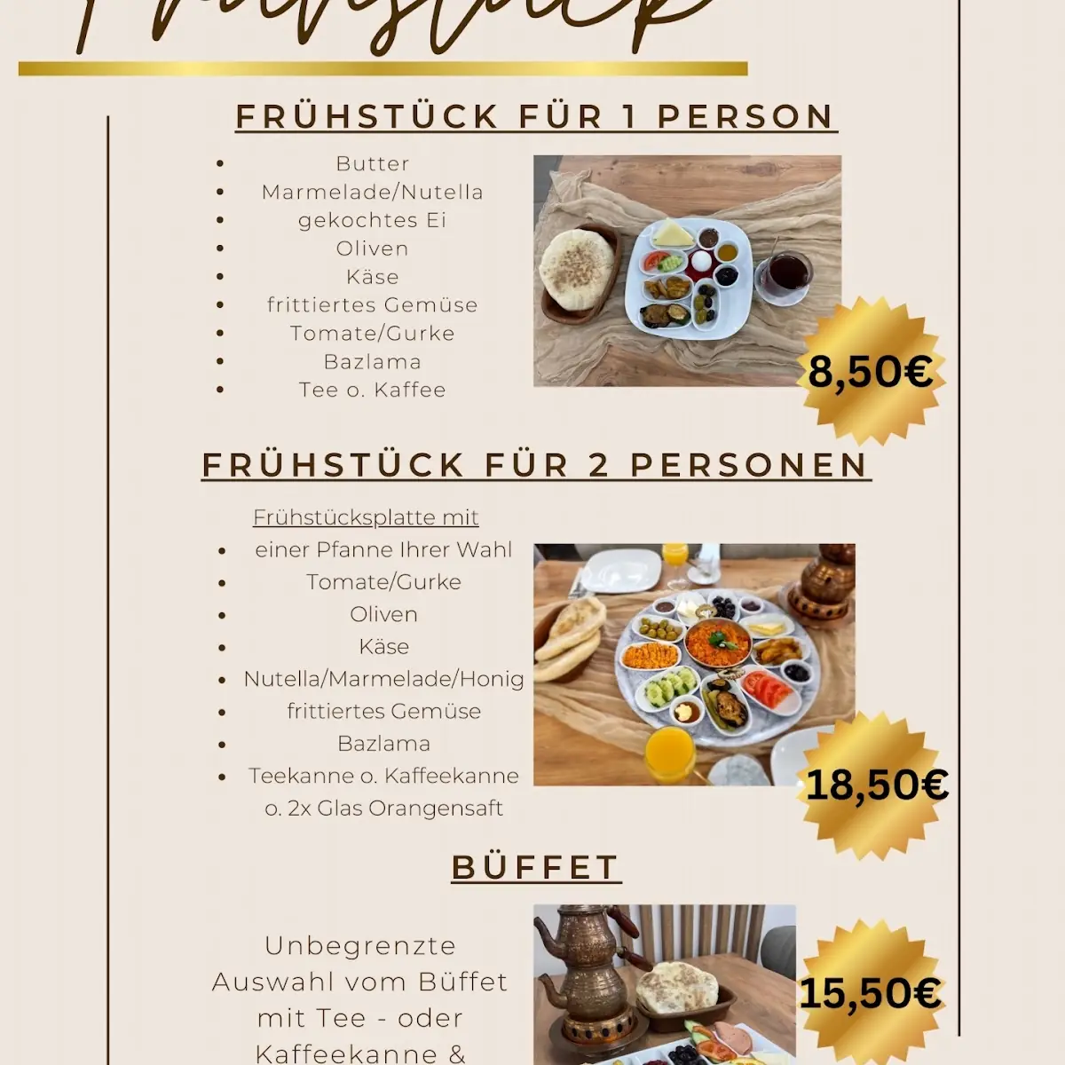 Speisekarte, Bolu Ziyafet Restaurant