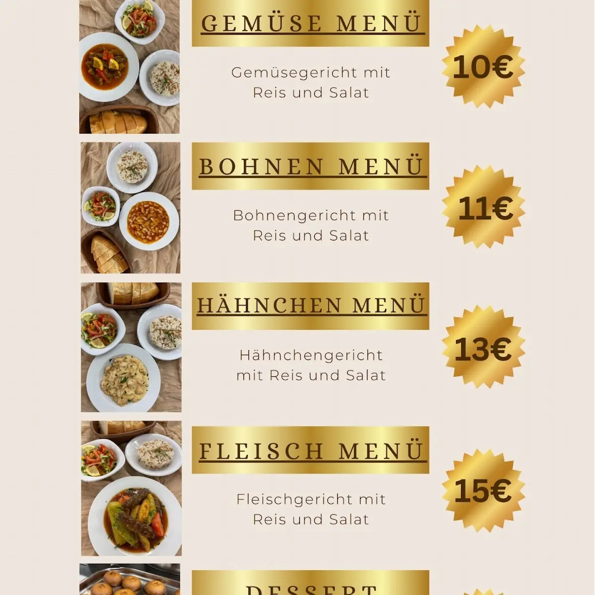 Speisekarte, Bolu Ziyafet Restaurant