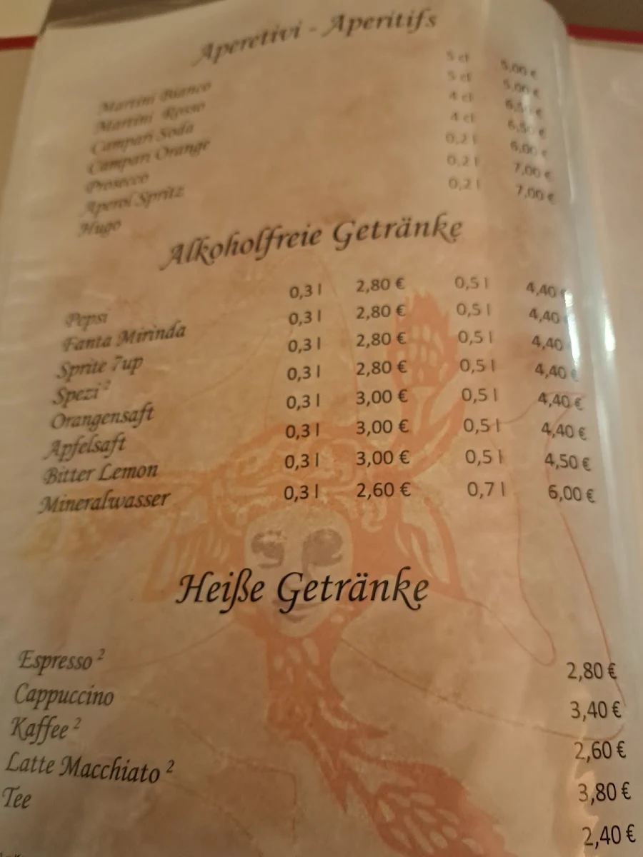 Speisekarte, Ristorante Sicilia Da Aldo Hasselroth