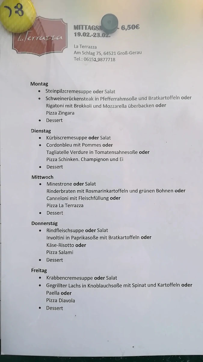 Speisekarte, La Terrazza