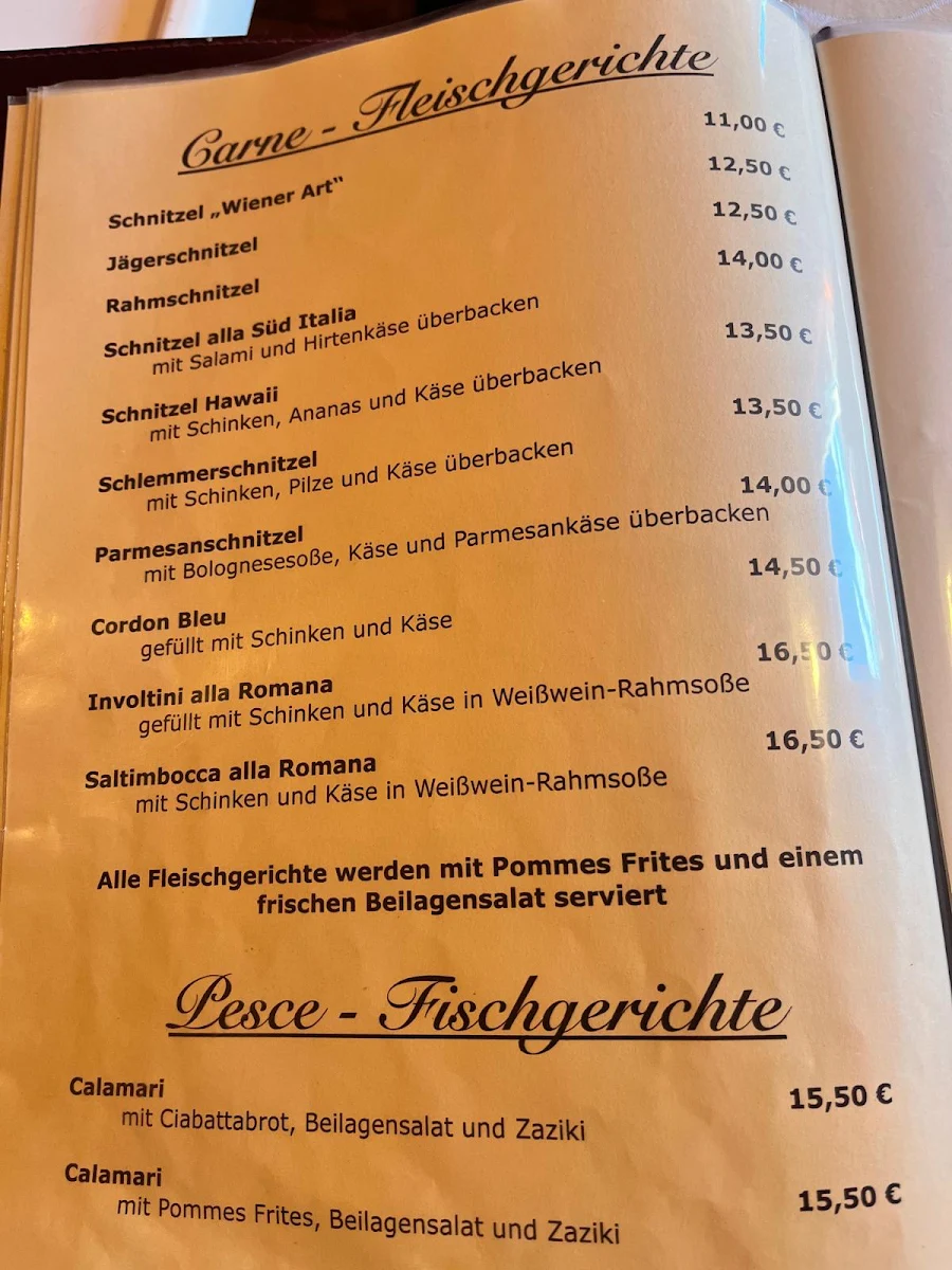 Speisekarte, Pizzeria Da Angelo