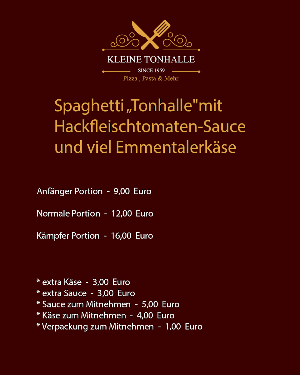 Speisekarte, Kleine Tonhalle
