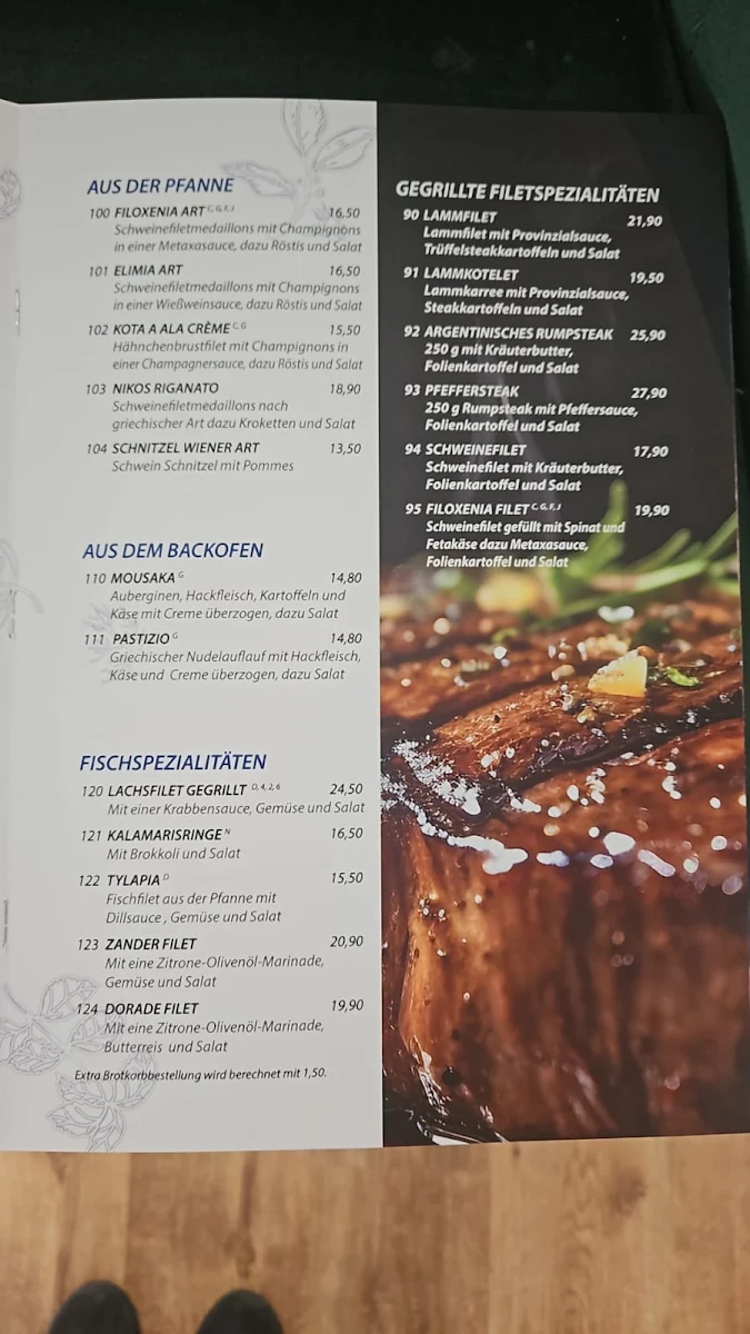 Speisekarte, Filoxenia