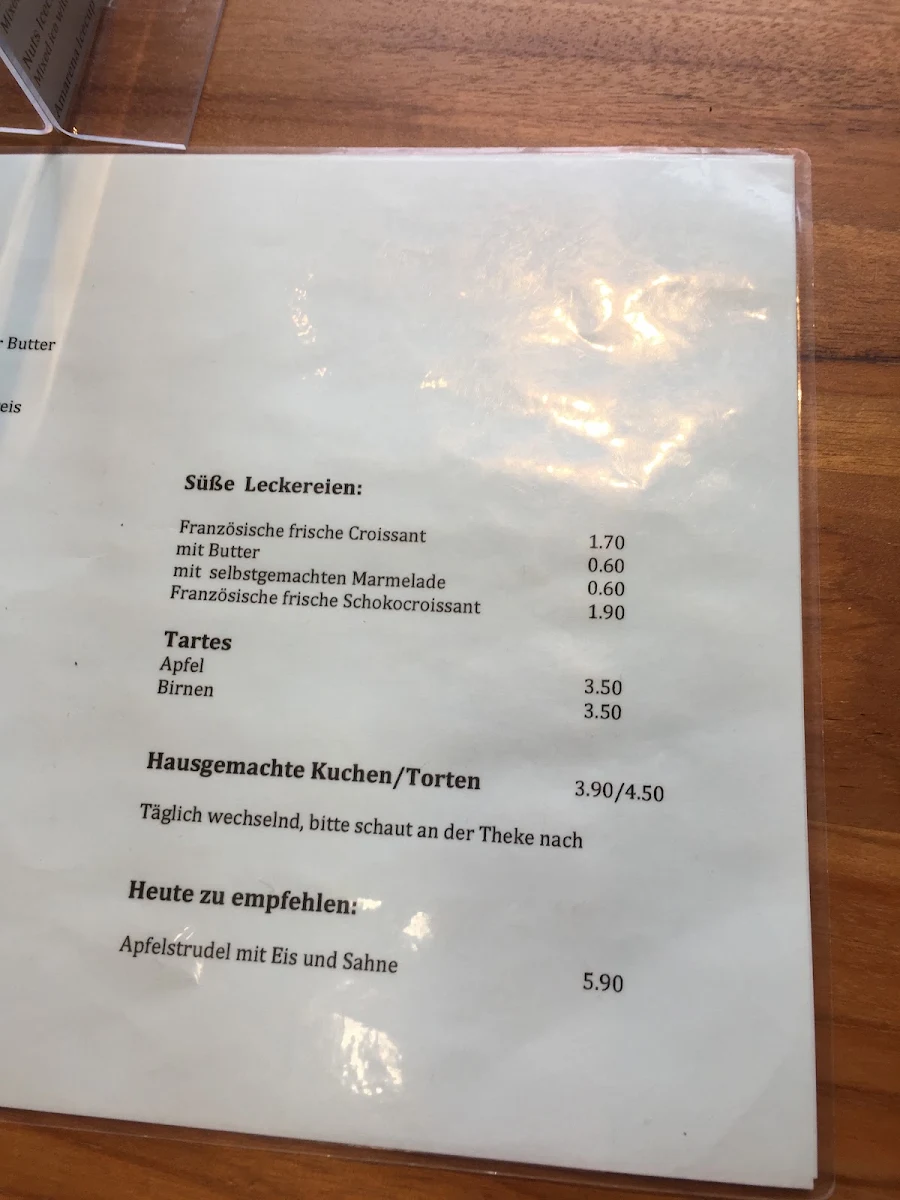 Speisekarte, Sweet Home Café