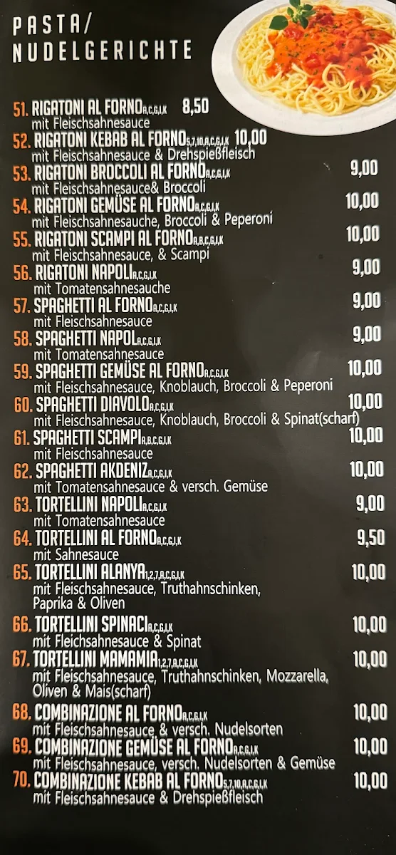 Speisekarte, Alanya Pizza & Grillhaus