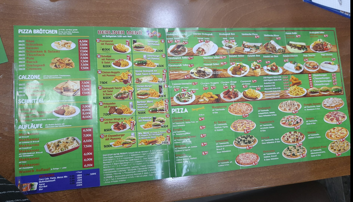 Speisekarte, Berlin Döner
