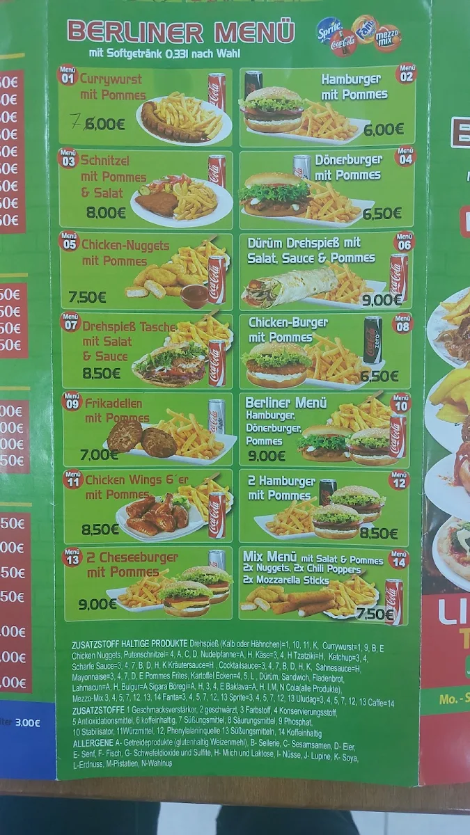 Speisekarte, Berlin Döner