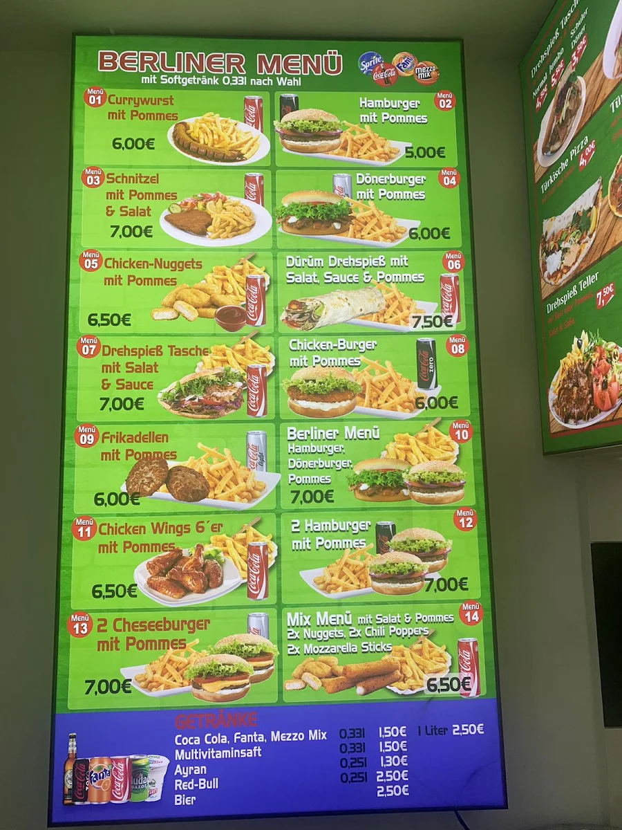 Speisekarte, Berlin Döner