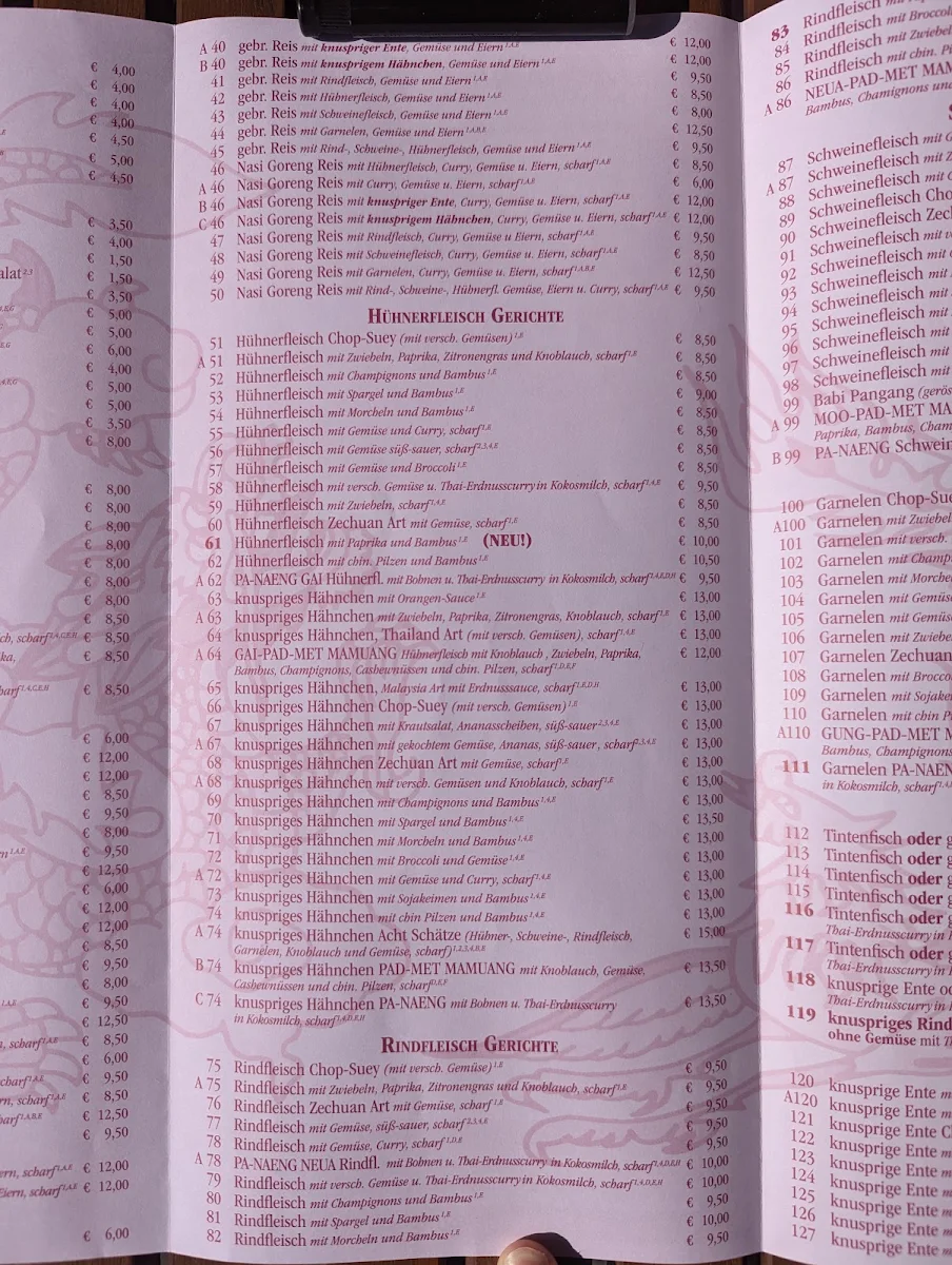Speisekarte, China Fast Food