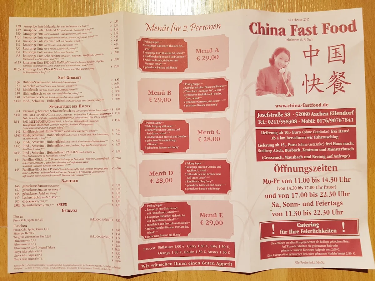 Speisekarte, China Fast Food