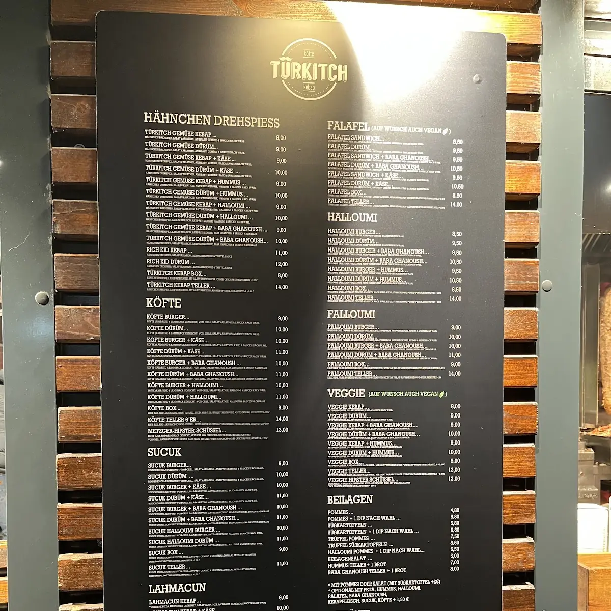 Speisekarte, TÜRKITCH Köfte & Kebap