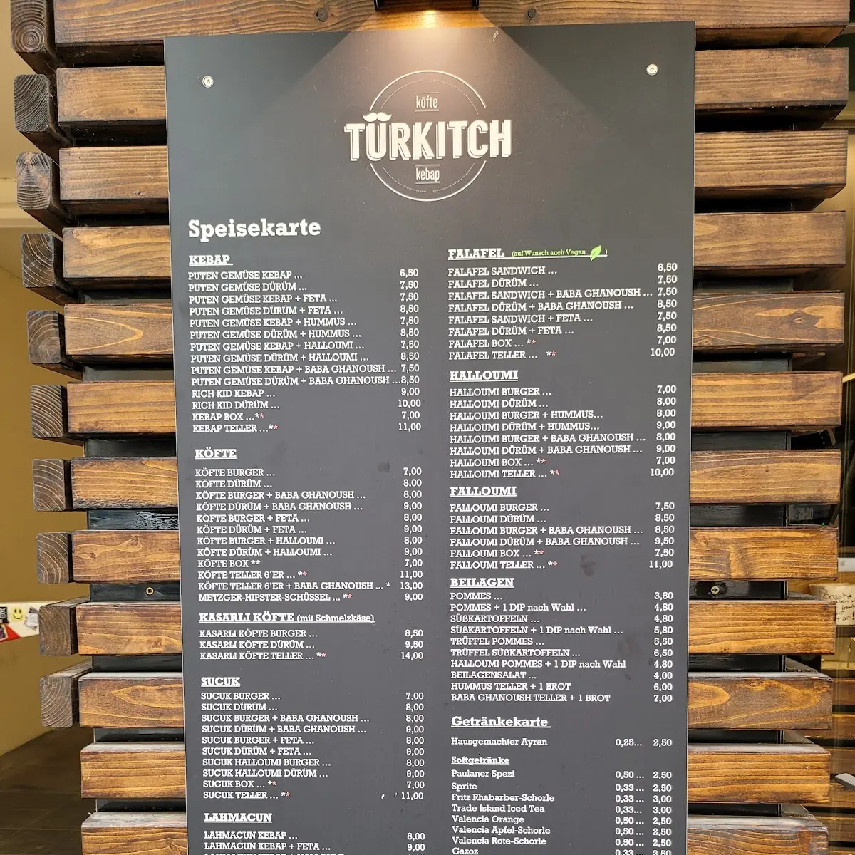 Speisekarte, TÜRKITCH Köfte & Kebap