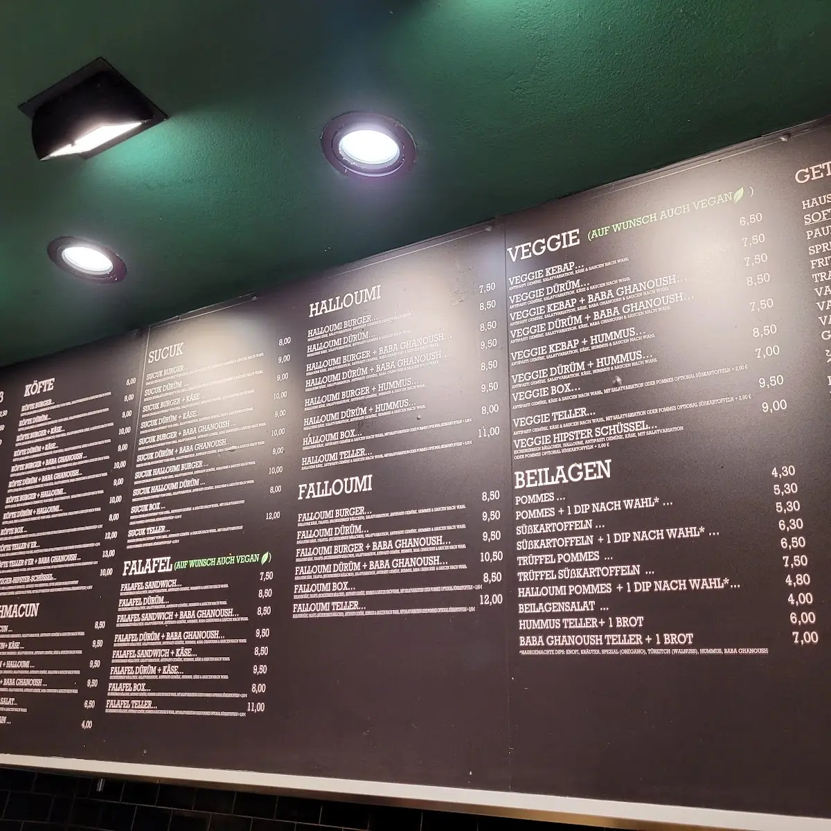 Speisekarte, TÜRKITCH Köfte & Kebap