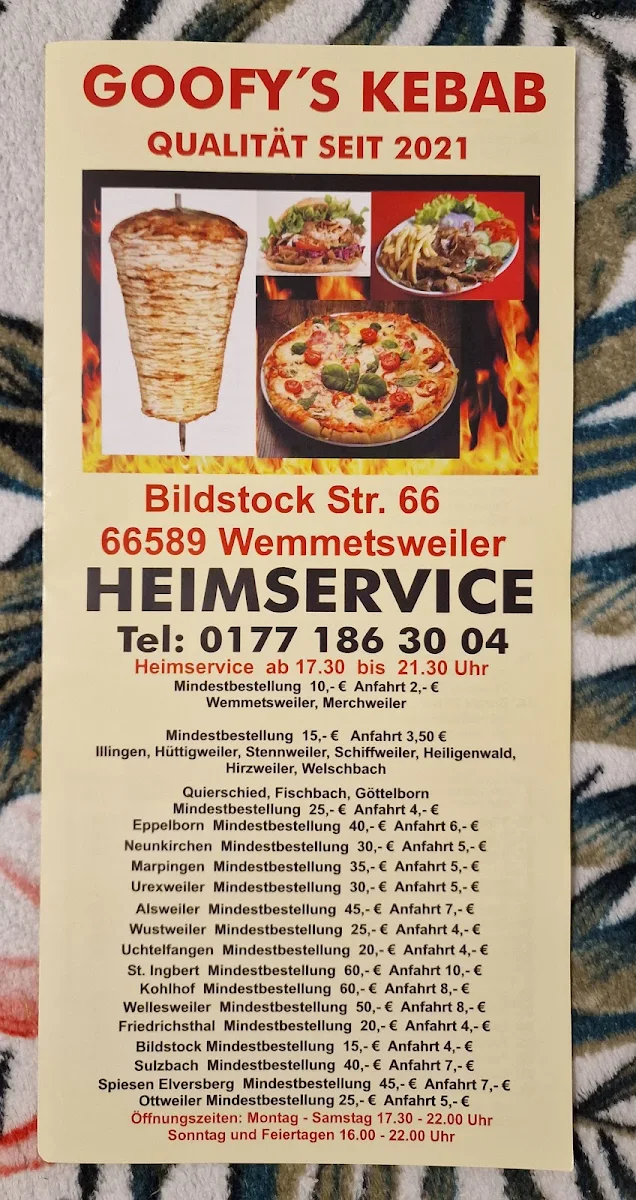 Speisekarte, Goofy's Kebab