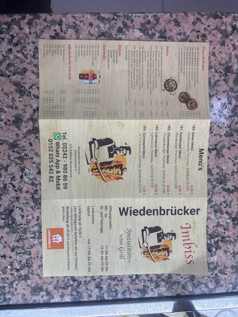 Speisekarte, Wiedenbrücker Imbiss