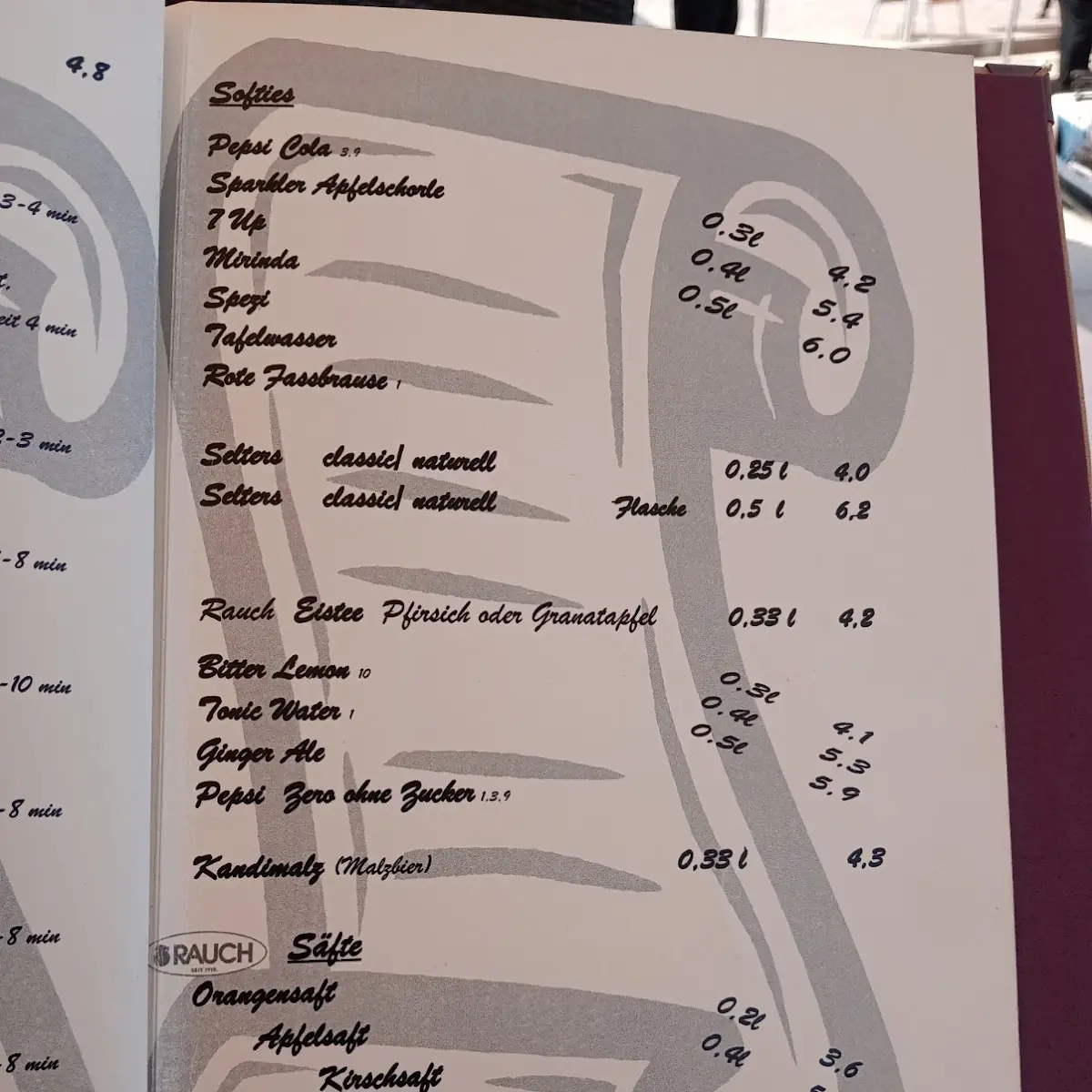 Speisekarte, SPREE.Erlebnisrestaurant