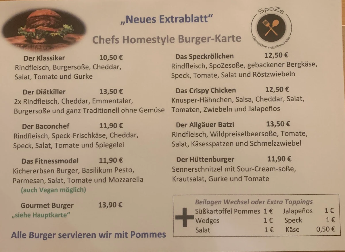 Speisekarte, SpoZe „ Genießen Mit Freunden“