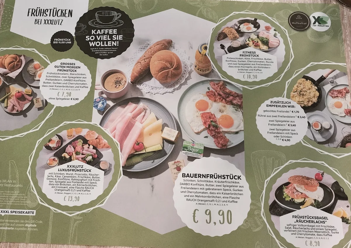 Speisekarte, XXXL Restaurant Mannheim