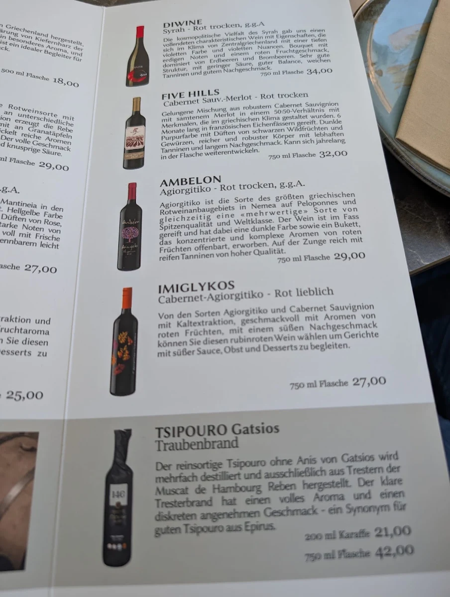Speisekarte, Taverne Mythos in Langenfeld