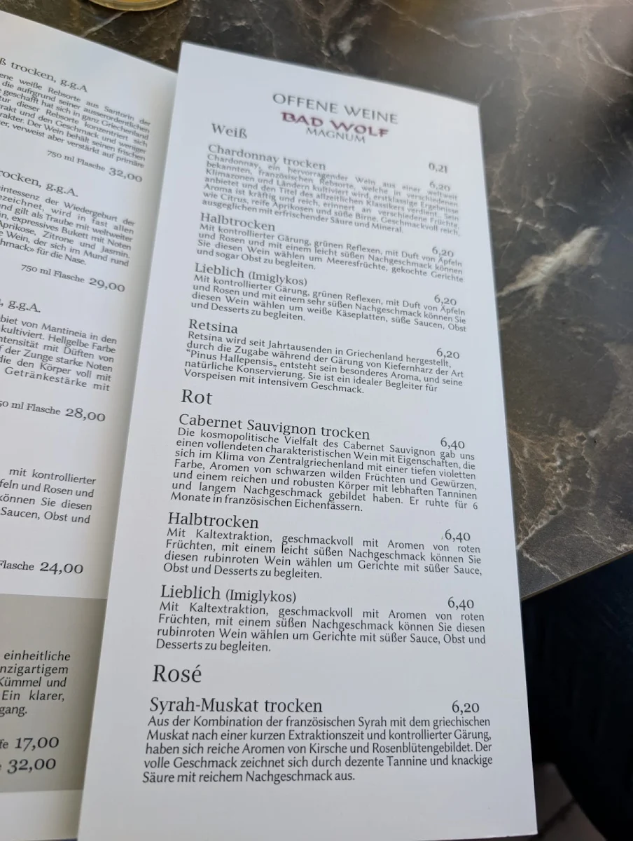 Speisekarte, Taverne Mythos in Langenfeld